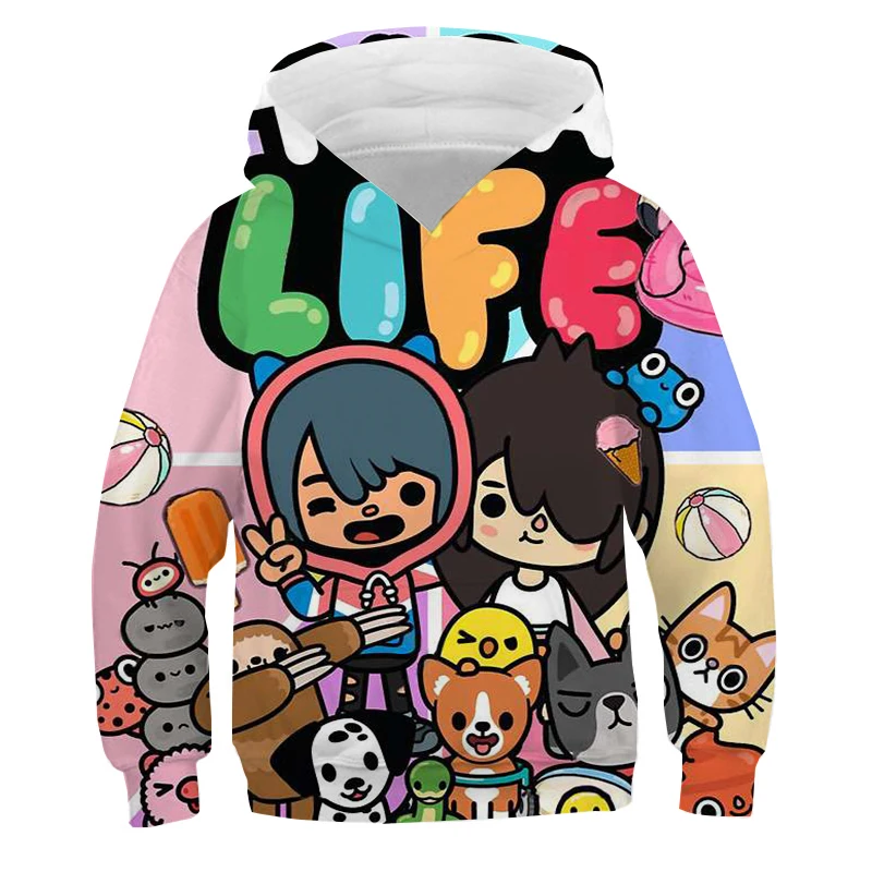 4-13Y Children Hot Game Toca Life World 3D Hoodies Boca Virtual Toy Creator Same Boy Girl Hooded Sweatshirts Kids Anime Pullover