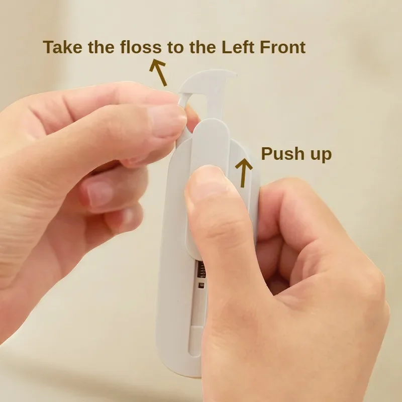 Two Way Portable Floss Dispenser Includes 10 Flosses Automatic Pop-up Floss Organiser Oral Care Push-out Floss Holder Recycling