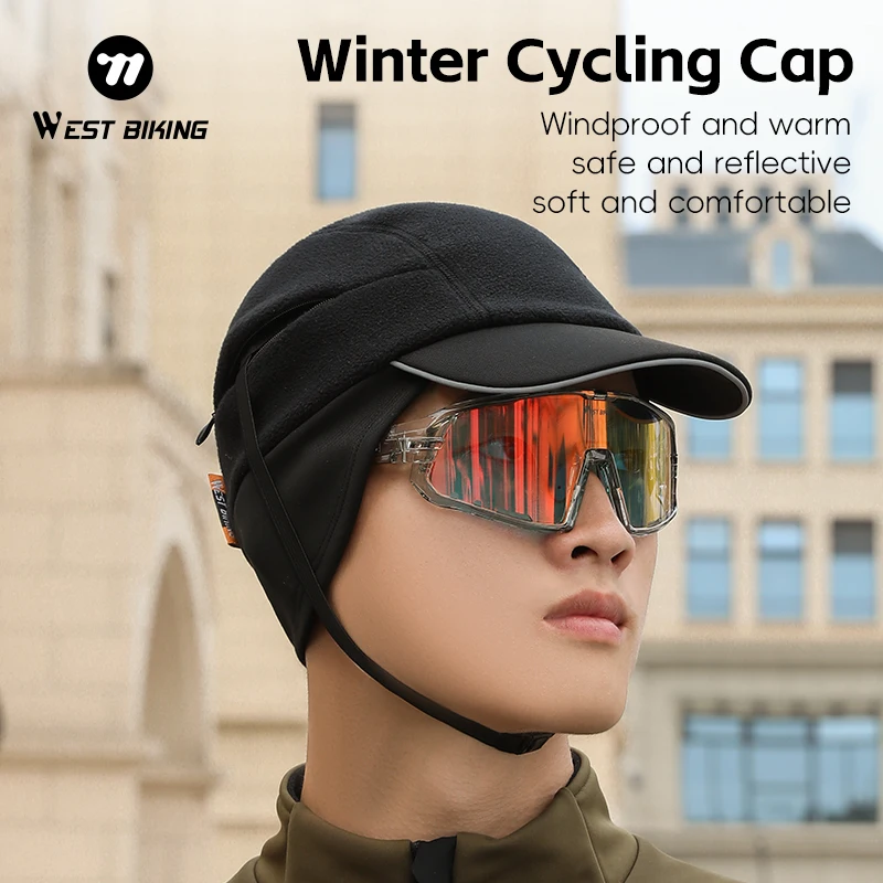 

WEST BIKING Winter Cycling Cap Windproof Thermal Fleece Sports Caps Soft Comfortable High Elastic Reflective MTB Road Bike Hat