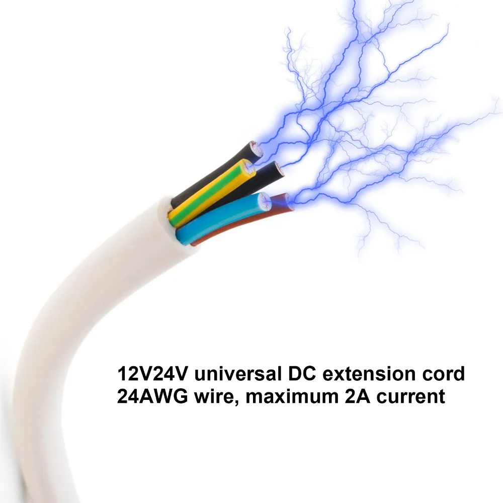 2 Pcs 9.8FT Solar Extension Cable 5.5x2.1mm 24 AWG DC Power Extension Cable 2A Current Max Female To Male Extension Wire