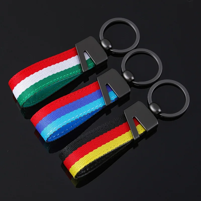 Three Color Ribbon Leather Car Key Fobs Keyring Key Chain Decoration For Bmw M Performance G30 G32 Auto Interior Accessories