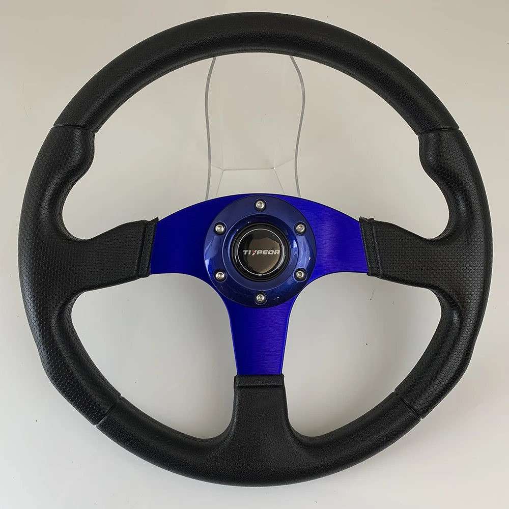 TIYPEOR 14in Racing Car Sport Steering Wheel Modified Accessory Drifting PU Leather Modified Steering Wheel