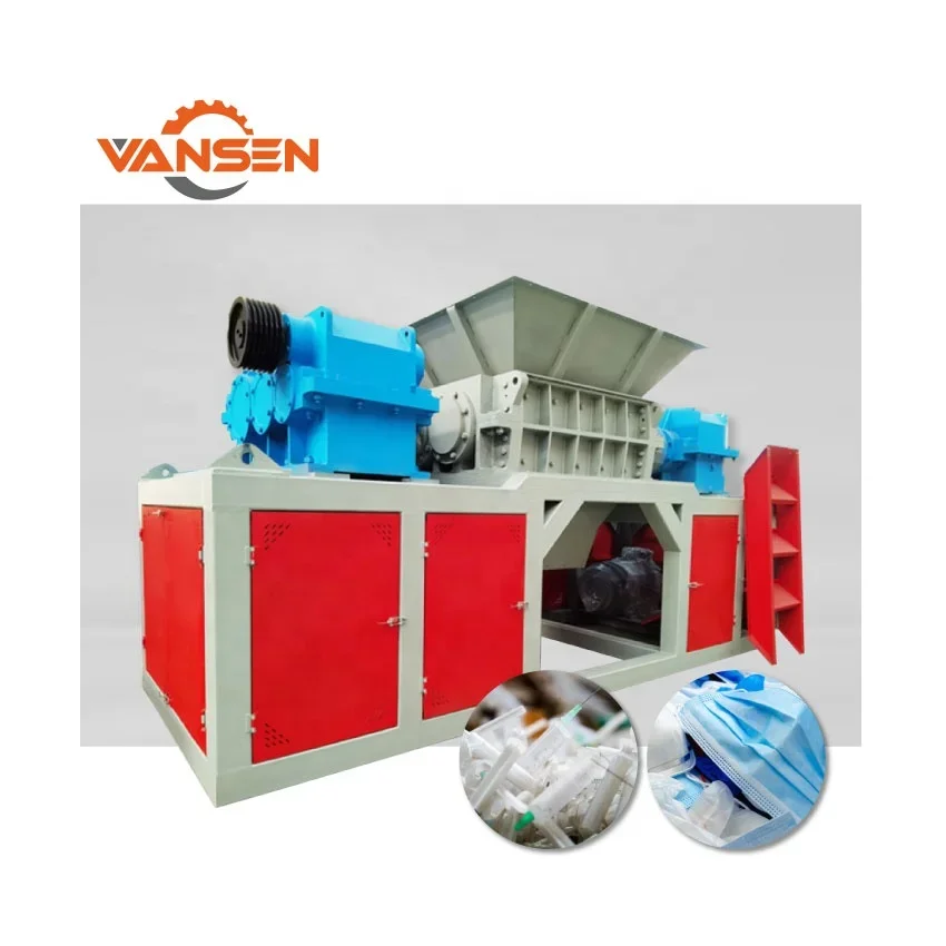 double shaft hard all plastic shredder recycling machine for waste treatment medical