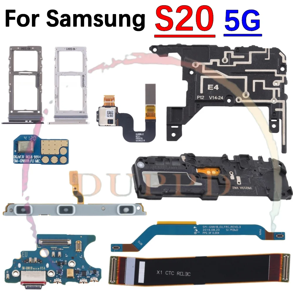 

Charging Port Board Loudspeaker Earpiece Fingerprint Sensor Signal Motherboard Flex Cable SIM Card Tray For Samsung S20 5G G981