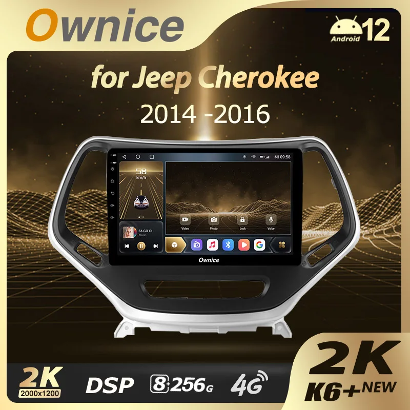 Ownice K6+ 2K for Jeep Cherokee 5 KL 2014 - 2018 Android 12.0  Car Autoradio Multimedia Radio System Unit 360 Panorama 4G LTE