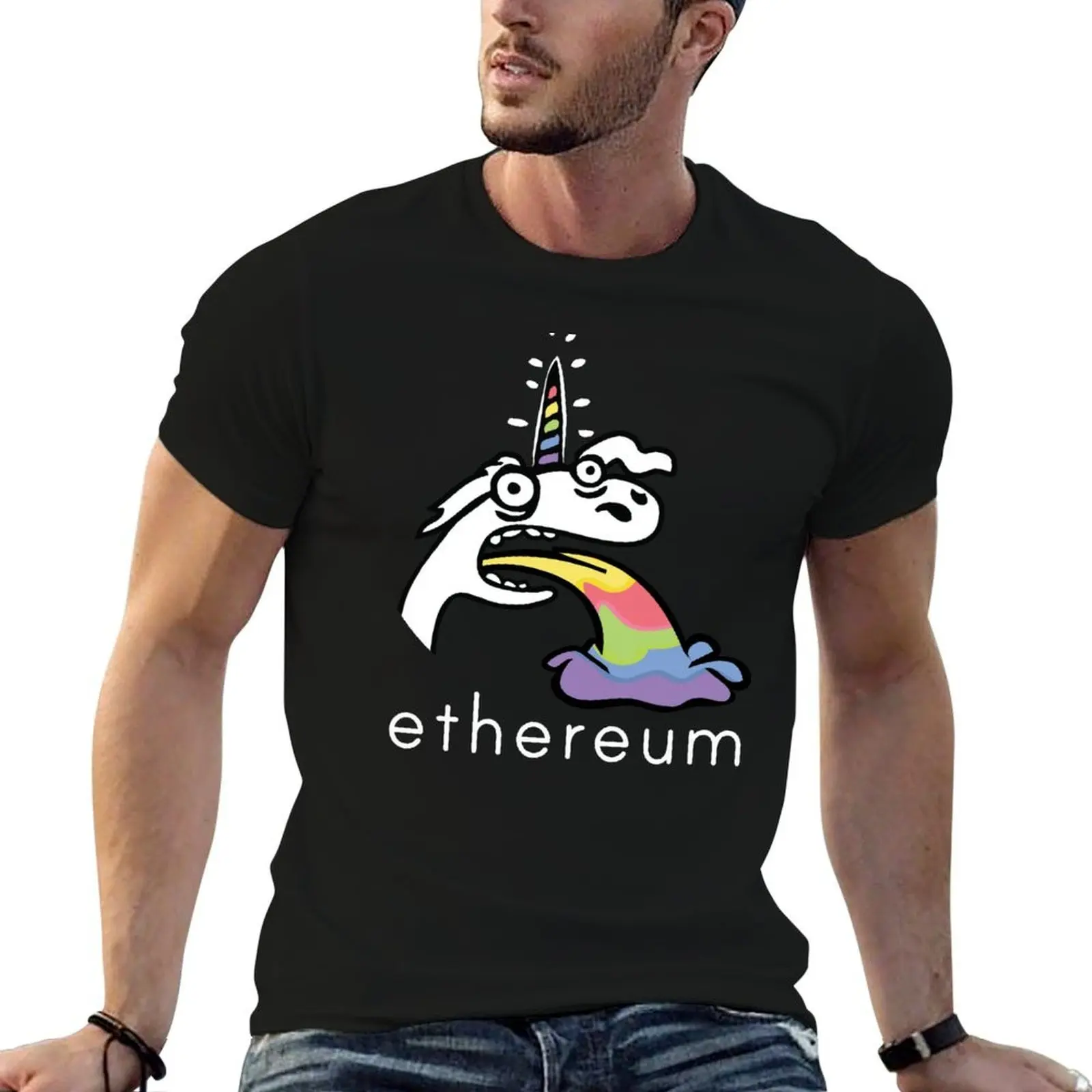 T-shirt Ethereum Rainbow Unicorn, haut d'été léger et respirant