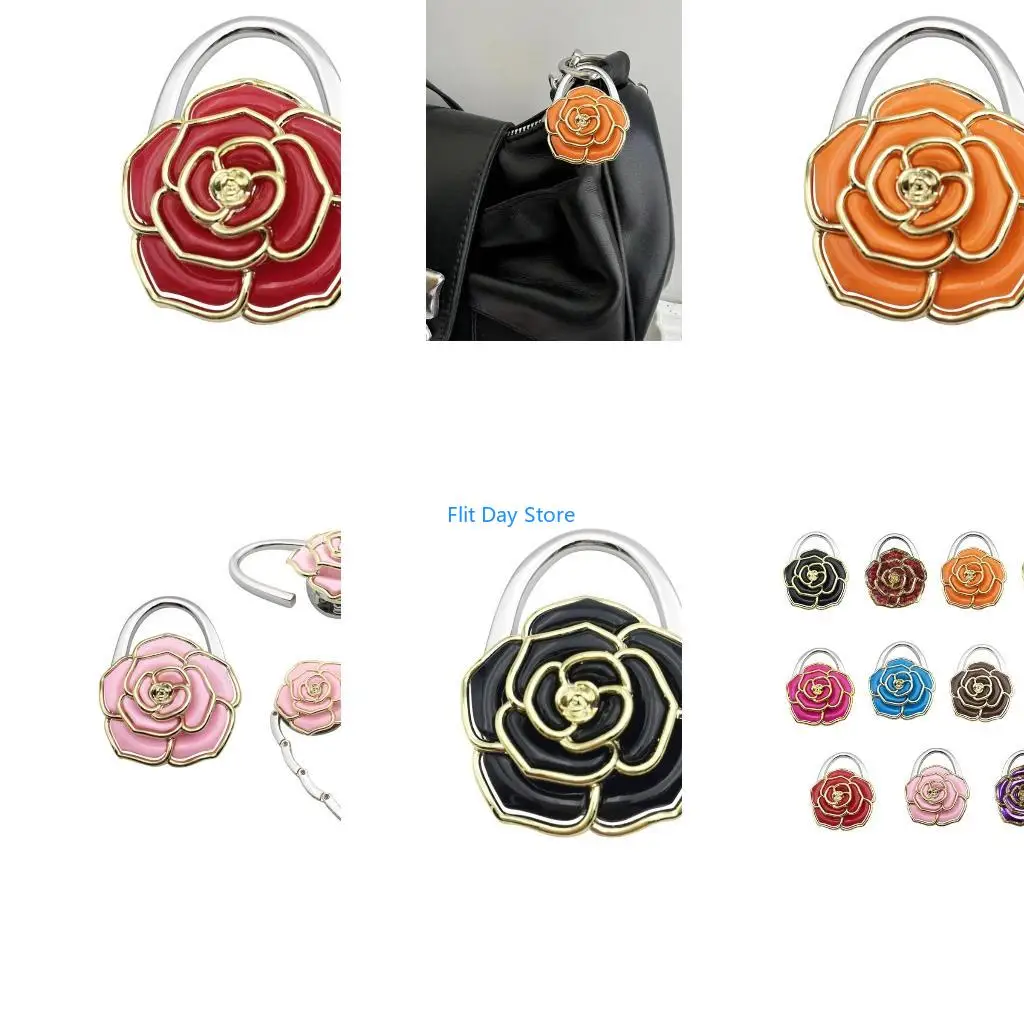 F92C Metal Purse Handbag Bag Hanger Flower Shaped Folding Handbag Purse Bag Hanger