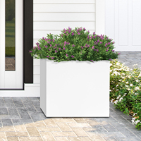 20in/24in Square Garden Metal Planting Box - White/BlackCube Planter Box, Indoor Outdoor Planter, Square Outdoor Planter