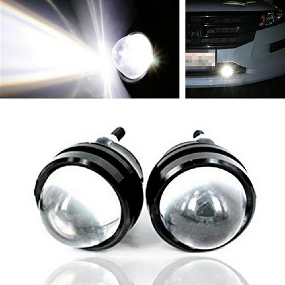 2pcs Car LED DRL Lights 12V-24V Projector Lens Fog Lamps Daytime Running Lights Drl External Xenon White Lights