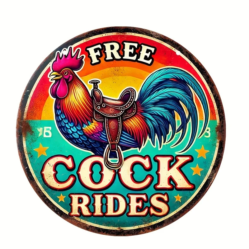 Vintage Rooster Humor Aluminum Sign - 8\