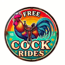 Vintage Rooster Humor Aluminum Sign - 8