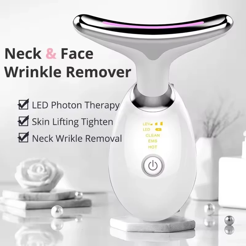

3 in 1 Microcurrent Neck Massager Facial Lift Tighten Face Contour and Smooth Lines Device 3 Color LED Light Beauty Instrument