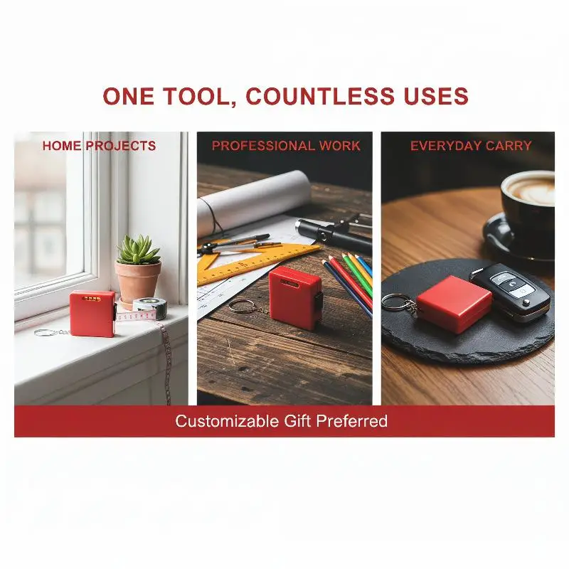 Mini Pocket Measuring Tape Built In Level Dual Metric Imperial Markings Keychain For DIY Home Repair Use