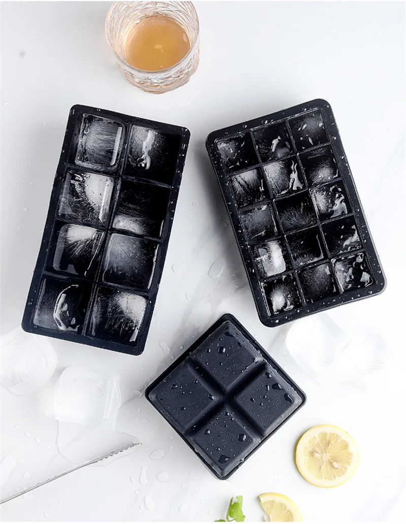 DIY Ice Maker Ice Cube Tray 4/6/8/15 Grid Big Ice Tray Mold Giant Jumbo Large Food Grade Silicone Ice Cube Square Tray Mold