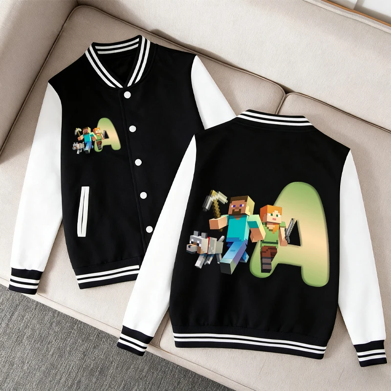

Game Theme Outerwear Sportswear Minecrafted Baseball Jacket Coat Boy Autumn Fashion letters Children Clothing Sport Costume Tops