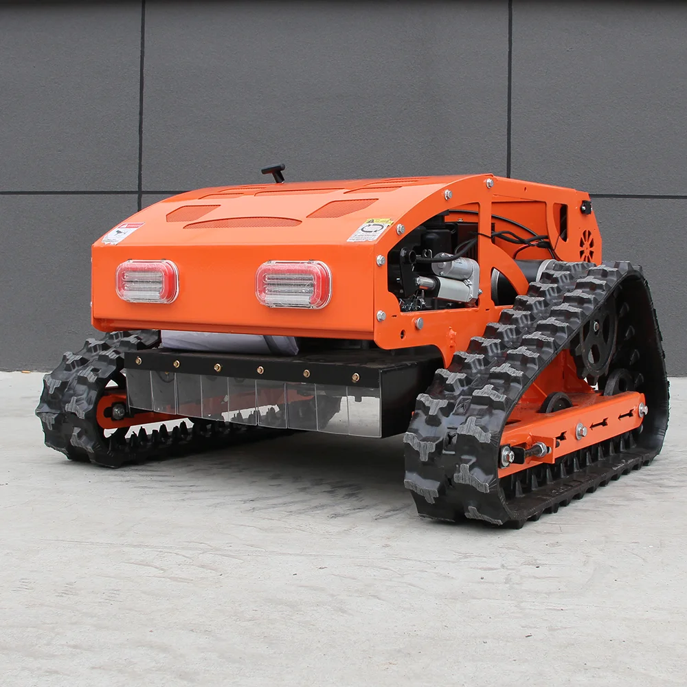 

Crawler Lawn Mower 4-Stroke Gas Remote Control Mower for Hills, Orchards, Parks & Farm Weeding 224CC Electric Start 600m range