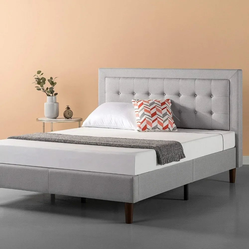 Dachelle Upholstered Platform Bed Frame / Mattress Foundation / Wood Slat Support / No Box Spring Needed / Easy Assembly, Queen