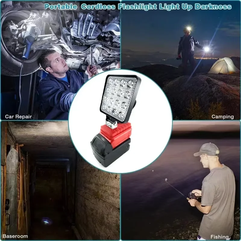 НОВЫЙ светодиодный рабочий фонарь для Makita/DeWalt/Milwaukee/Bosch 18 В, литий-ионный аккумулятор, беспроводная лампа для кемпинга, аварийный прожектор, фонарик