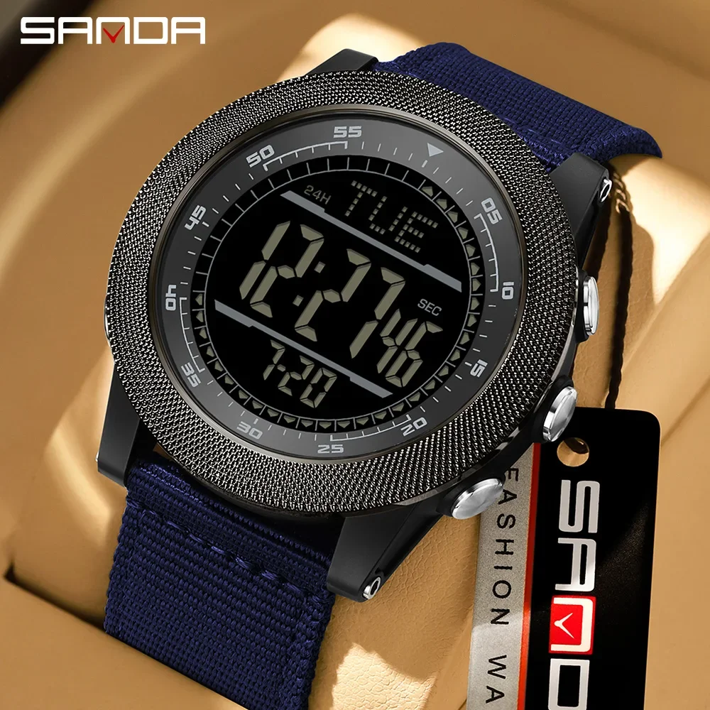 SANDA 2026 Brand Luxury LED Stopwatch Waterproof Male Electronic Clock Digital Watch Men Military Army Sport Wristwatch 6391