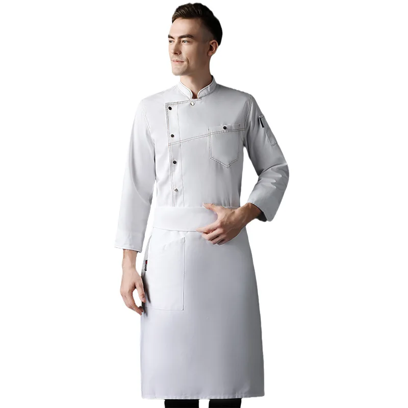 New Chef Overalls Long-Sleeved Men's Restaurant Cake Shop Kitchen Cook Clothes Autumn and Winter Clothing