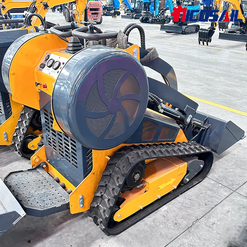 Minicargador de orugas compacto frontal sentado, minicargador de orugas de alta calidad con accesorios de minicargador opcionales
