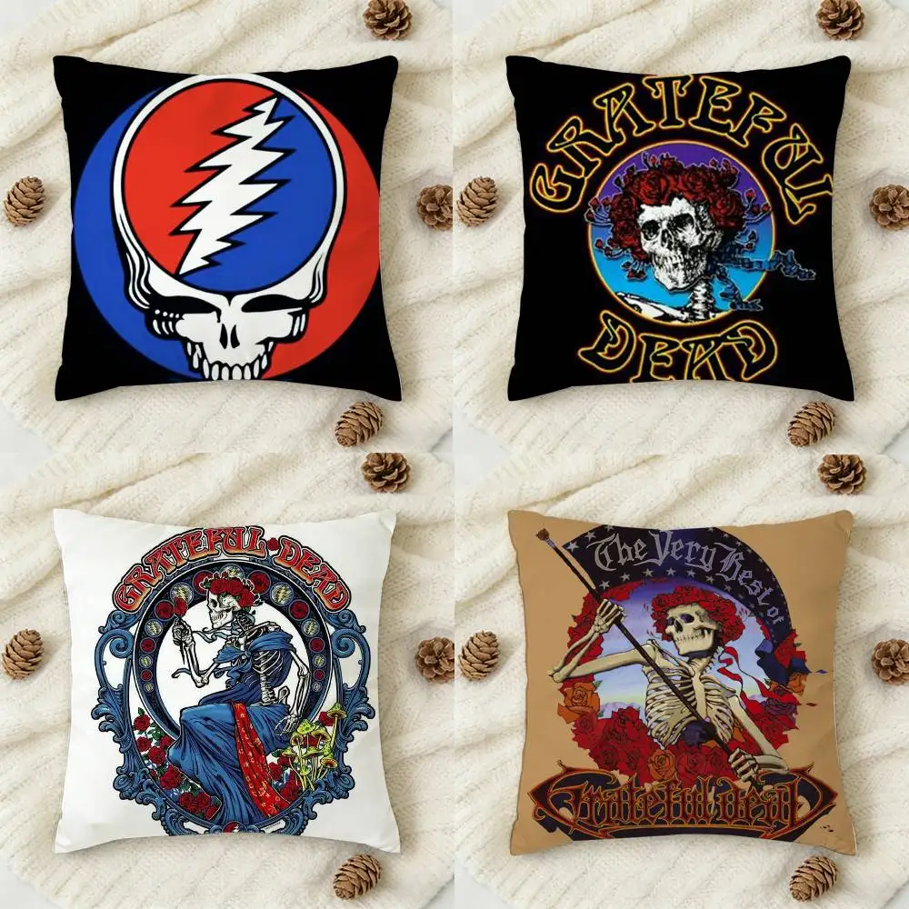 

Band g-g-Grateful logo Dead Double-sided Printed Square Decorative Cushion Cover for Sofa Living Room Home Decor