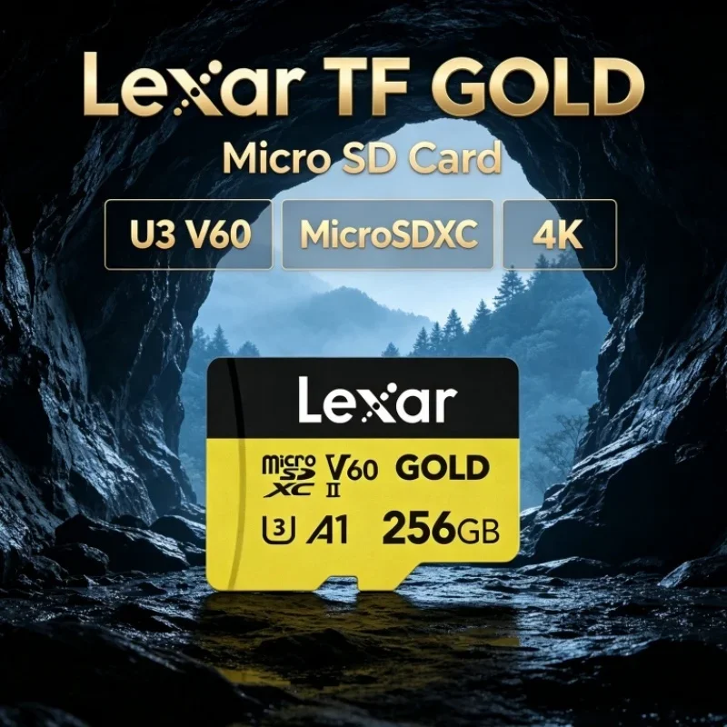 Lexar TF GOLD Professional microSDXC 4K Memory Card 128GB 256GB A1 C10 U3 V60 SD Card TF Card for Digital Camera