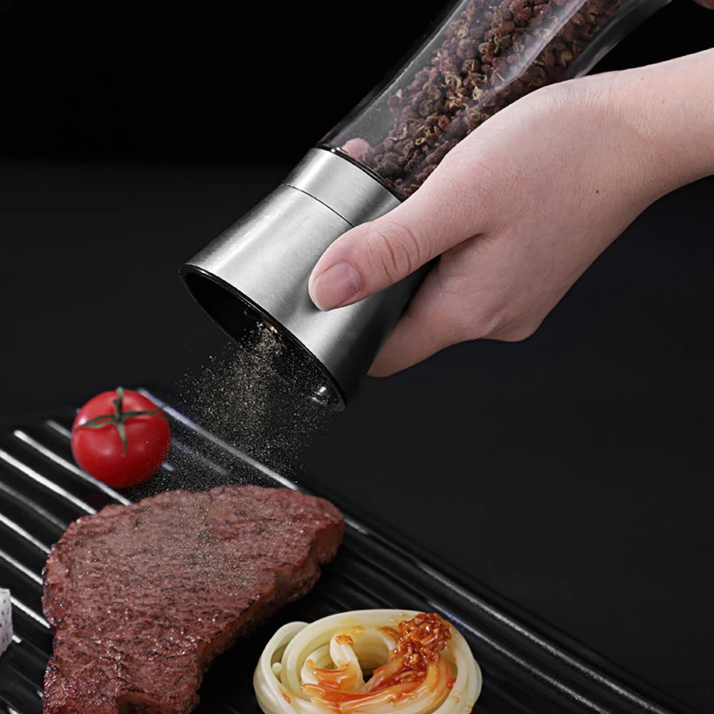 Molinillo de pimienta Manual con molinos gruesos ajustables, para el hogar molinillo de sal y pimienta, cocina, vidrio de acero inoxidable para el hogar