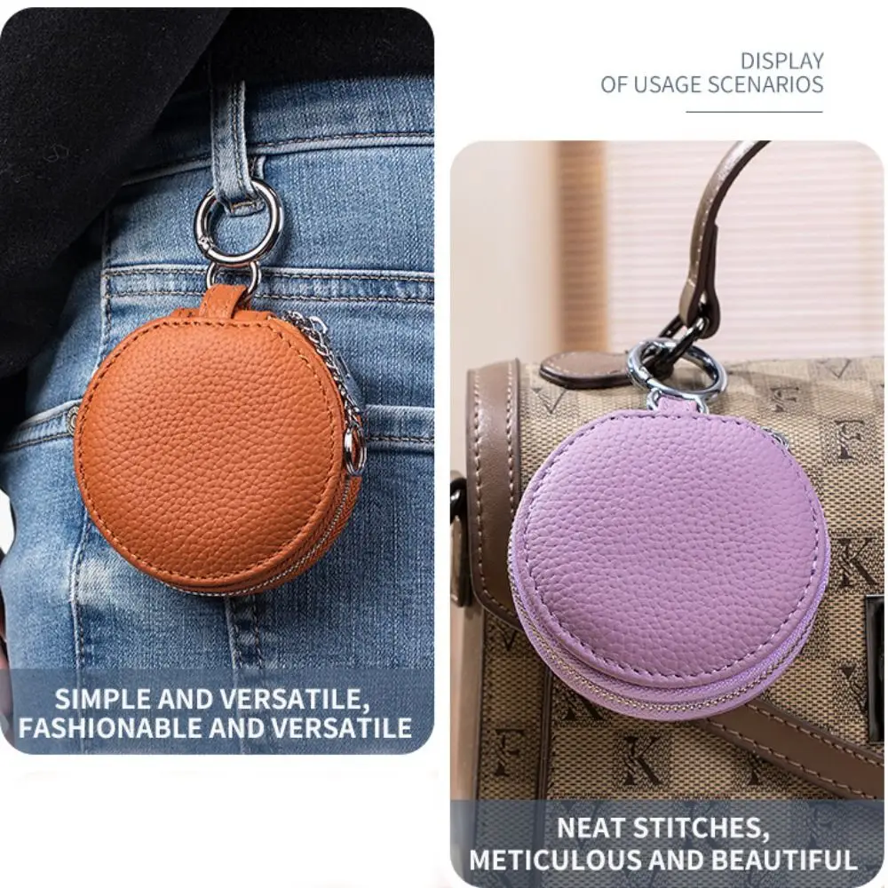 Creativo carino portamonete in pelle PU portamonete con cerniera portachiavi portafoglio rotondo con borsa portaoggetti per rossetto a specchio Mini borsa portaoggetti