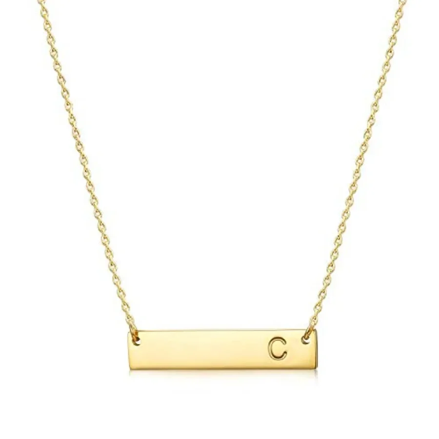 

Bar Pedat Iitial ecklace 18K Plated taile teel Bar ecklace Daity Delicate Iitial ecklace imple Peroalized ame Letter ecklace or