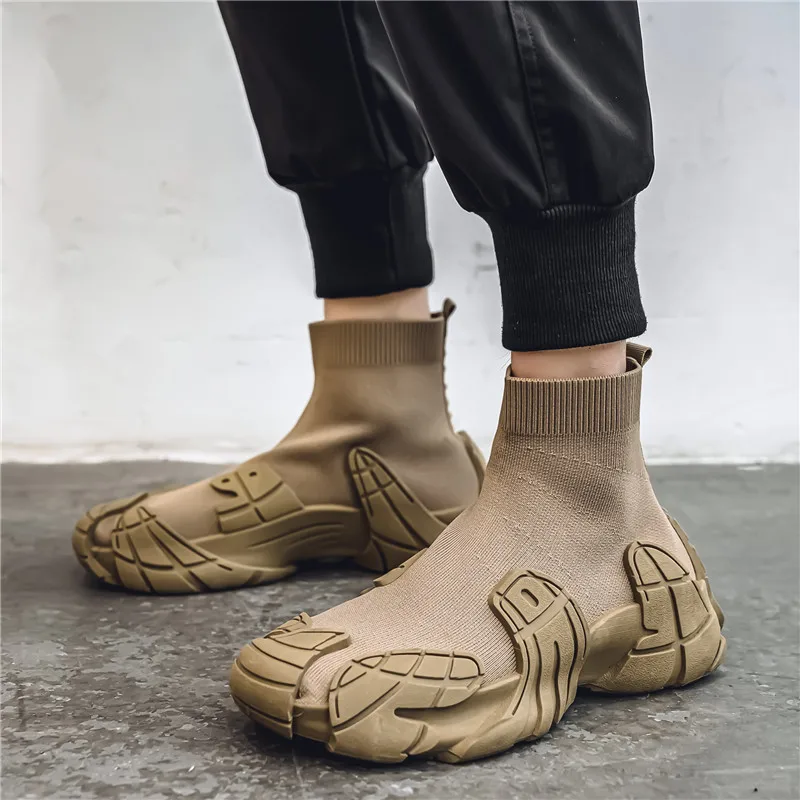 Outdoor Winter Men Casual Boots Designer Soft Sneakers Breathbale Men‘s Socks Shoes Slip-On Flat Lightweight Walking Sport Shoes