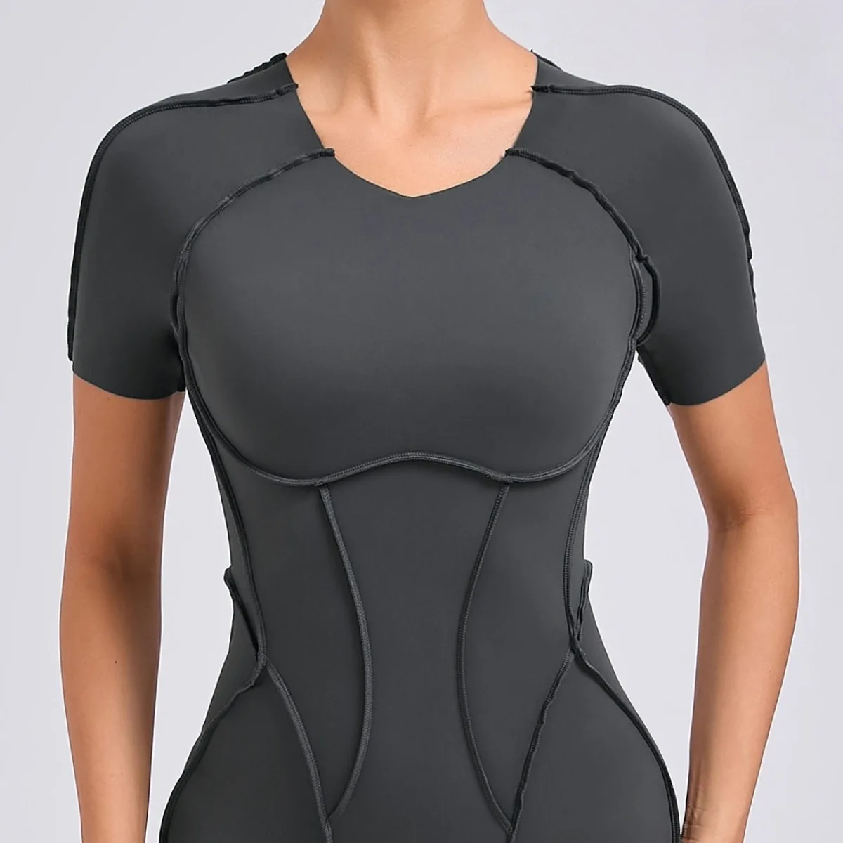 جديد الخريف ثلاثية الأبعاد الجمالية الرياضة بذلة ملابس لليوجا قطعة واحدة ضيقة قصيرة الأكمام عارية الذراعين بذلة اللياقة البدنية الملابس #2