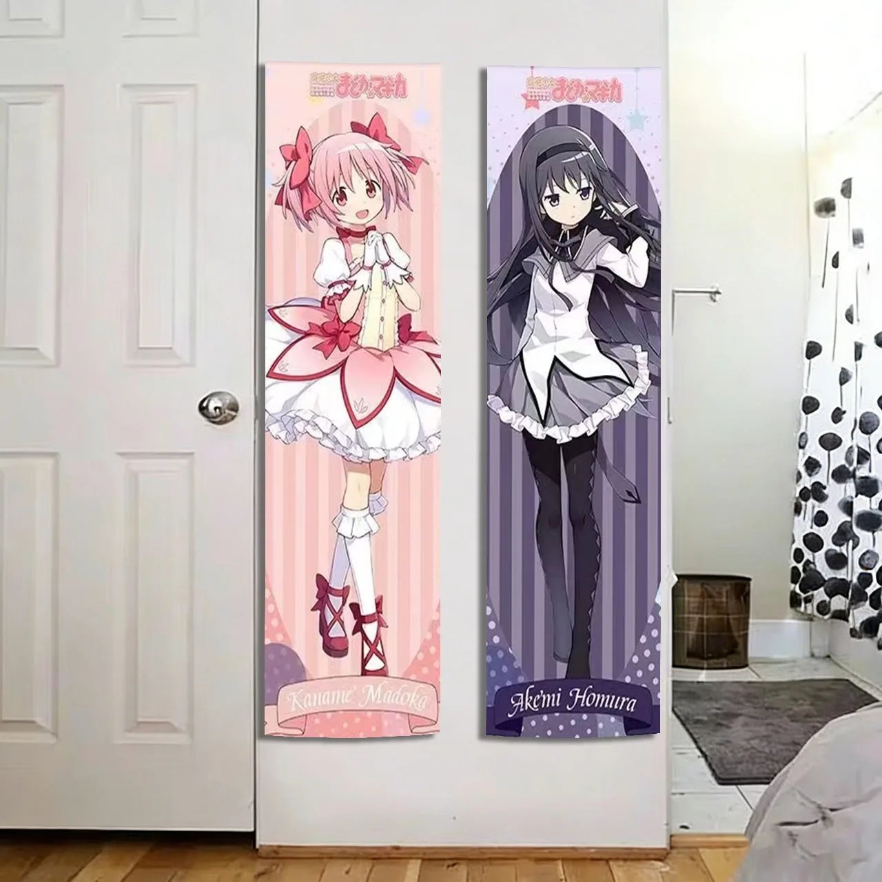 Tapiz de Puella Magi Madoka Magica con Kaname Madoka y Akemi Homura, Tapiz Largo de Anime para Decoración de Dormitorio