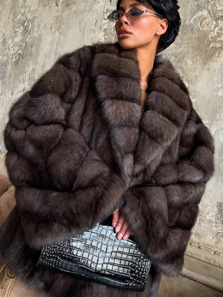 معطف نسائي غير رسمي مطوي من الفرو الصناعي موضة الصلبة التلبيب كم كامل معاطف دافئة فضفاضة 2025 ملابس خارجية شتوية جديدة للسيدات عالية الشارع #4
