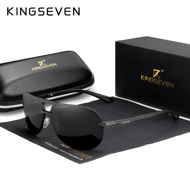 

KINGSEVEN 2024 BRAND DESIGN New Polarized Rimless Sunglasses Men Women Driving Pilot Frame Sun Glasses Male Goggle UV400