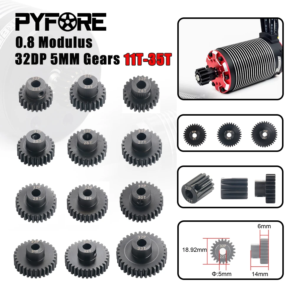PYFORE 0.8 معامل 32DP 5 مللي متر القطر الداخلي محرك الأسنان 11T-35T التحكم عن بعد نموذج محرك السيارة الأسنان 45 # محرك فولاذي خاص #1