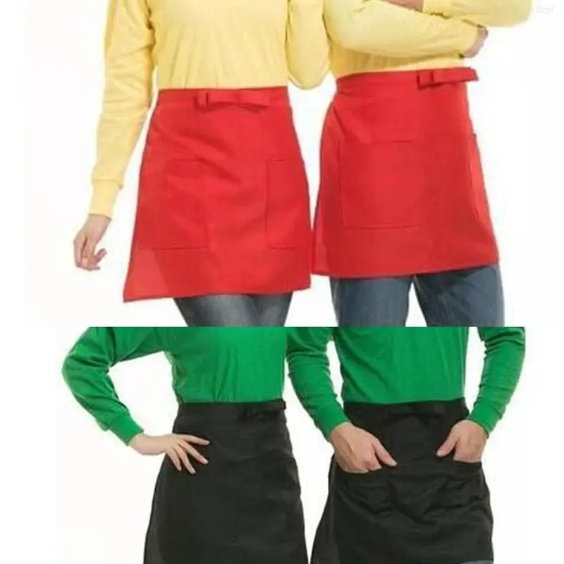 Waist Apron Half Short Polyester Waitress Waiter Kitchen Cafe Pub Work for Home Gardening Baking Cooking Anti-dirty F1FB