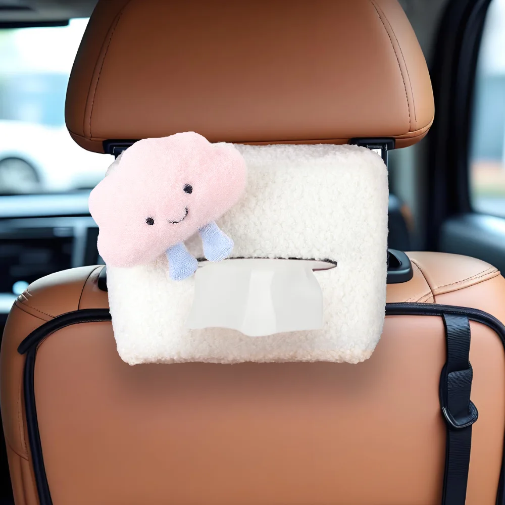 Cute Cartoon Car tissue box Sunshade seat backrest suspension tissue box Car armrest box Tissue storage box Napkin Organizer