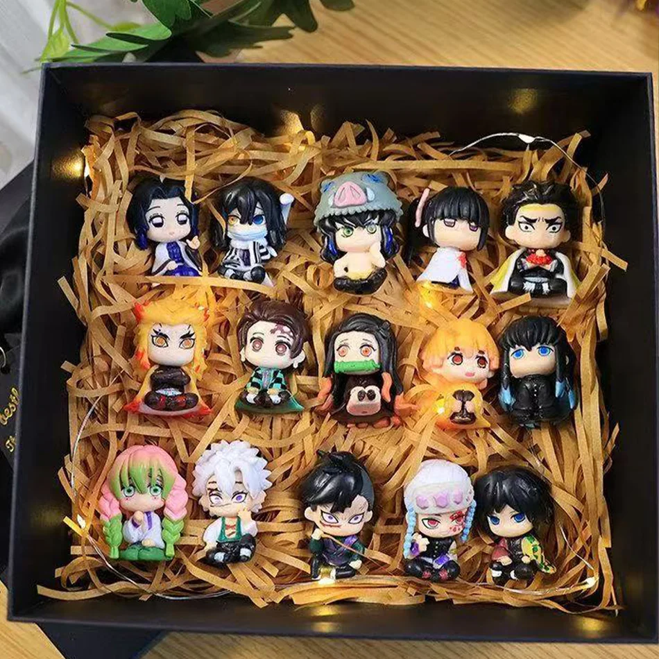 Figuras Q Posket de Demon Slayer al por Mayor, Mini Figuras de 5, 10 y 15 Piezas, Kimetsu No Yaiba, Muñecos Pequeños de PVC, Decoración de Escritorio, Juguete