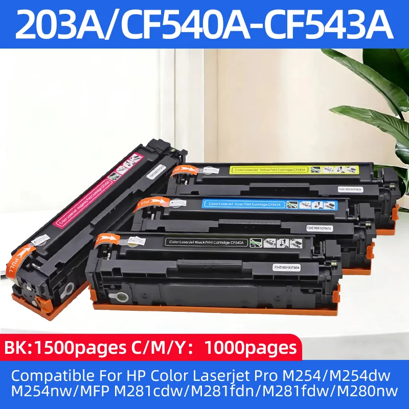 

Compatible for hp203A CF540A 541a 542a 543a toner cartridge for HP LaserJe Pro M254nw M254dw MFP M281fdw M281fdn M280nw printer