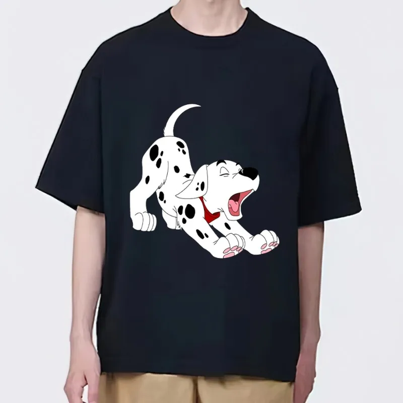 MINISO One Hundred and One Dalmatians T Shirt Men Couple Combination Clothes Short Sleeve Collar Fashion woman Cotton