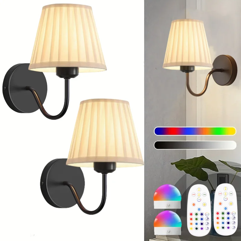 Wandlamp op batterijen, draadloze oplaadwandlamp met afstandsbediening, dimbaar, 15Rgb, timer, geschikt voor woonkamer, slaapkamer, entree, goudkleur