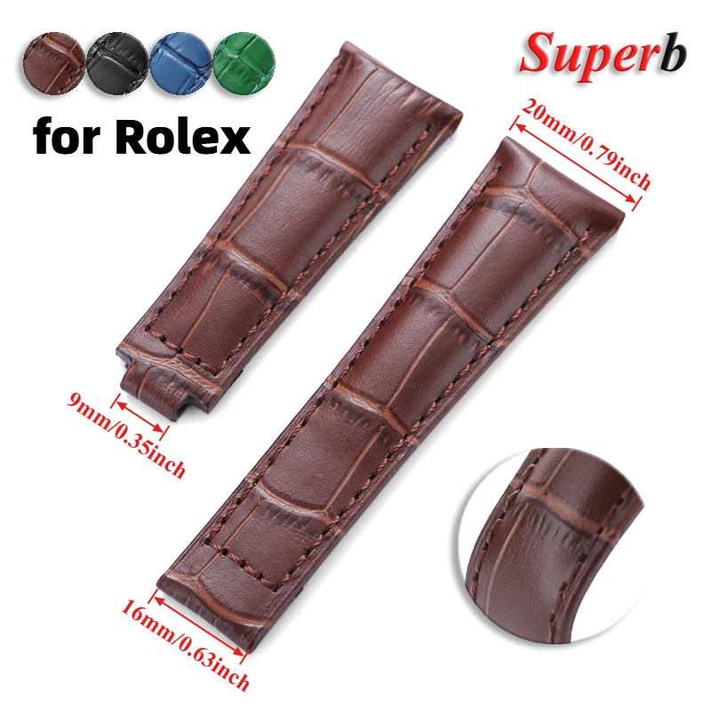 أشرطة ساعات يد لرولكس الغواصة يخت ماستر دايتونا بتوقيت جرينتش جلد العجل حزام رياضي للرجال إكسسوارات ساعات 20 مللي متر