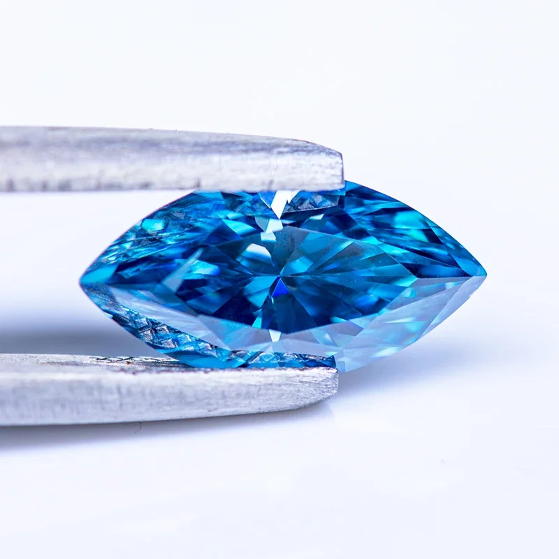 Moissanite Stone Gemstone Marquise Cut Sapphire Blue Color Lab Grown Diamond Charms Woman Jewelry Making with GRA Certificate