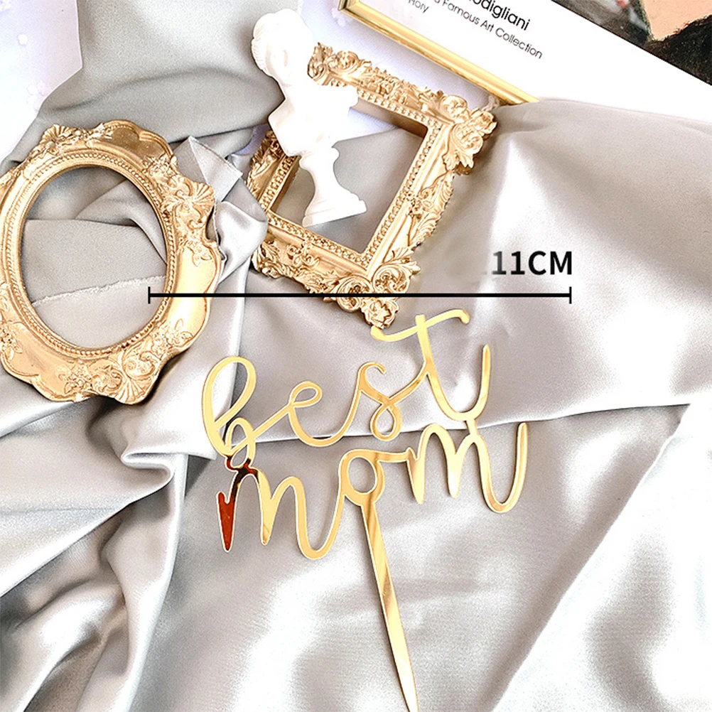 

6pcs Mother'S Day Toppers Golden Acrylic Cupcake Decorations Creative Decorations For Home Party Food Grade Topper Decorating