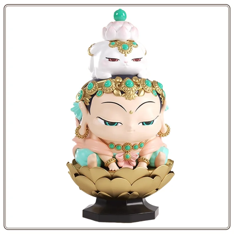 Stojak ekspozycyjny na figurki Fufu Tietie, ręcznie robiony, w stylu blind box, złoty tron lotosu, posąg Buddy z lotosem, podwyższający, mały prezent na Nowy Rok.