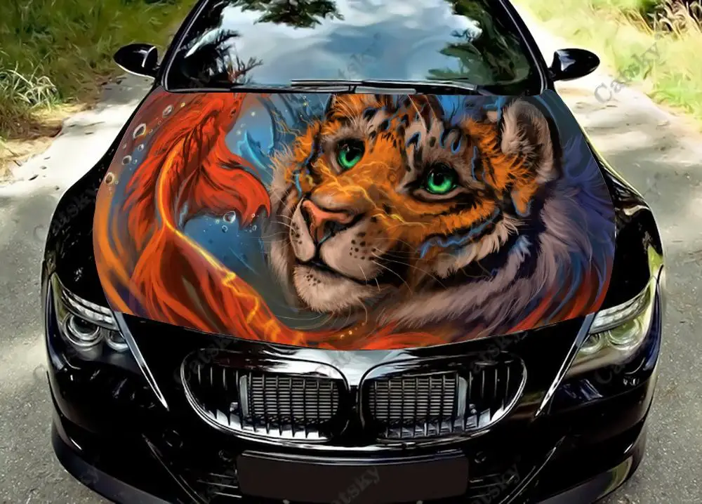 

tiger ferocious animal Car Hood Wrap Color Vinyl Sticker Decal Truck Graphic Bonnet Custom Car Decoration Stickers