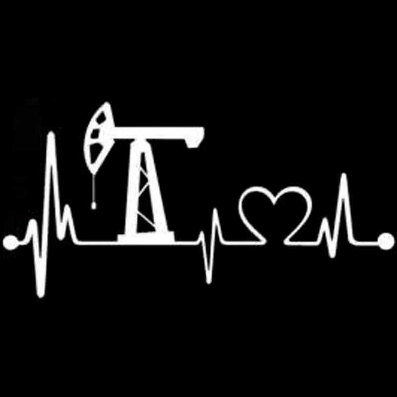 Car Stickers Oil Field Heartbeat Lifeline Personality PVC Car Decoration Accessories Stickers Waterproof Black/white,18cm*9cm