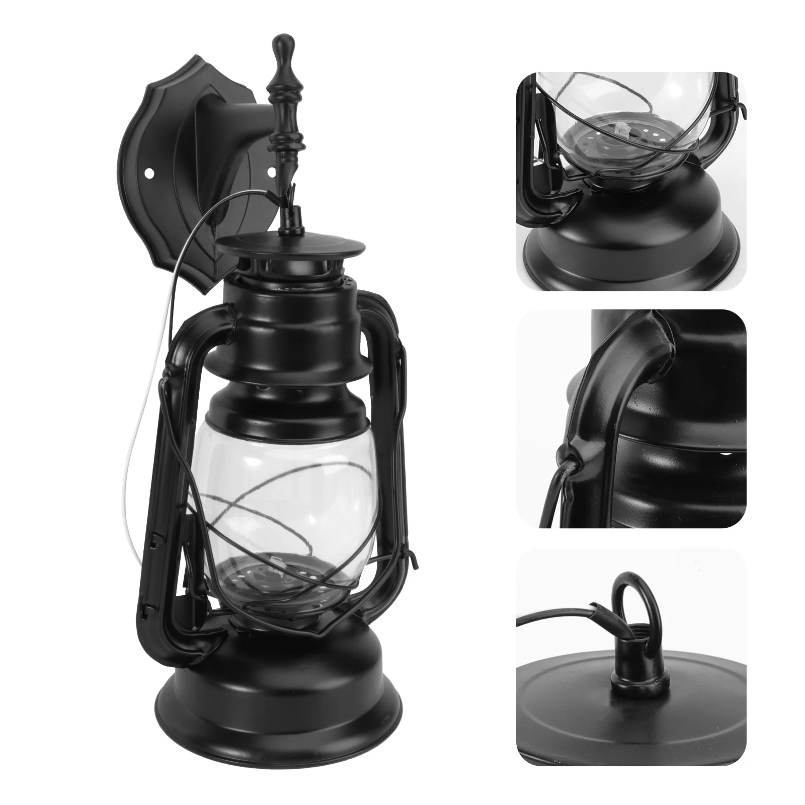 

Vintage Lamp Wall Light Retro Industrial Style Decorative Home Lighting Smooth Appearance Durable Iron Glass Wood