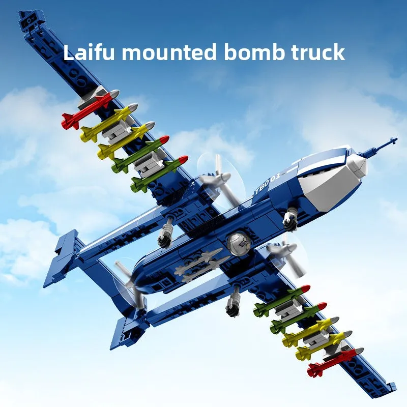 SEMBO BLOCK Military UAV Twin Scorpion Drone Aircraft Building Blocks Model Toy Gift for Boys 202273